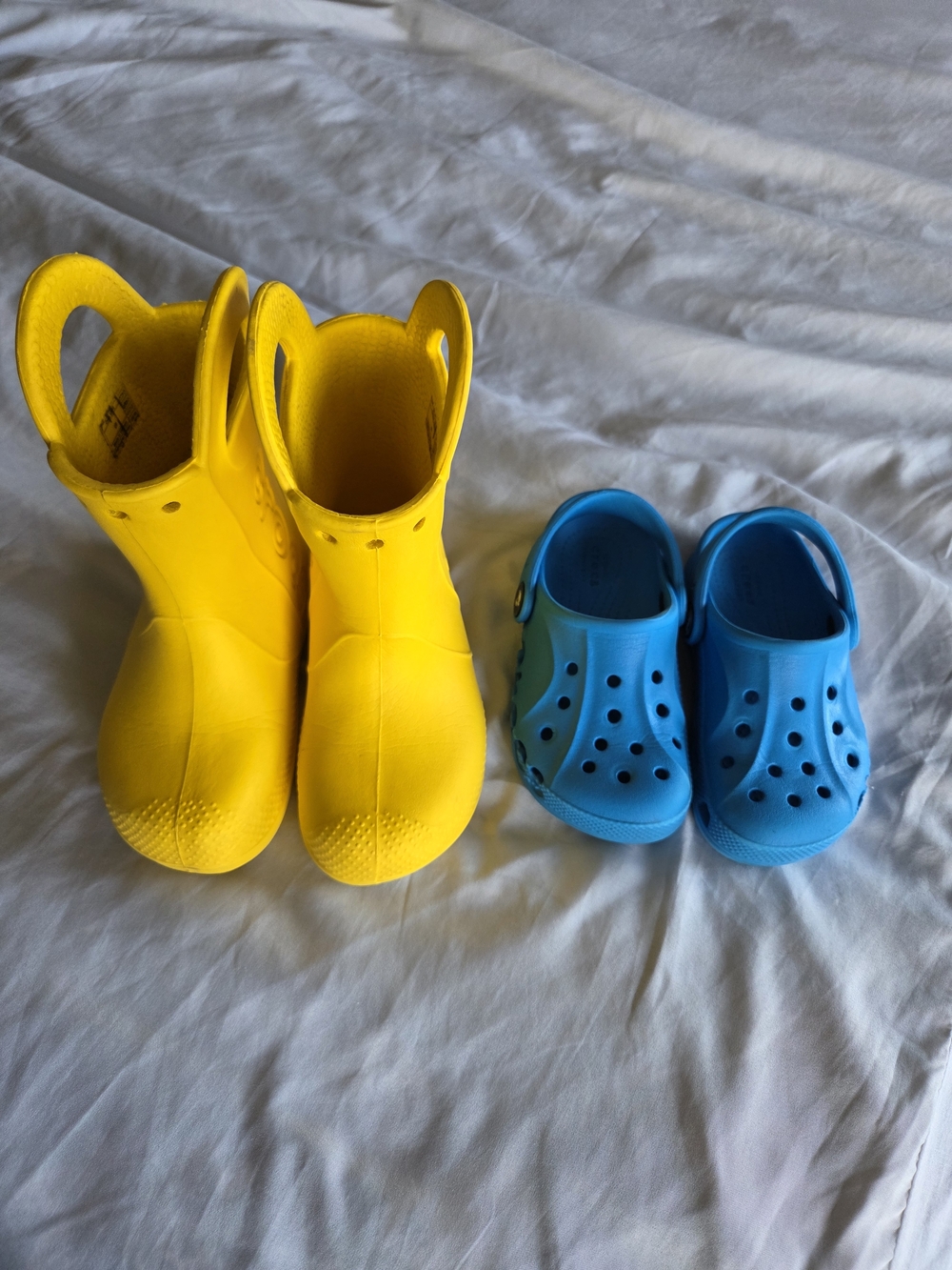 CROCS | (2 Pairs) Kids Yellow Rain & Blue Clog Set